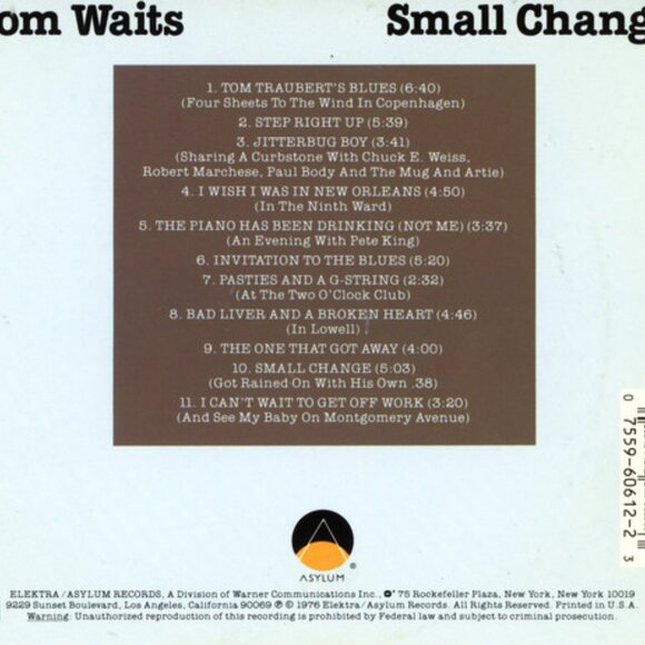 tom waits small change 1989 cd - cool jazz blues jitterbug boy alice real gone - Picture 4 of 5